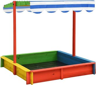 vidaXL Vidaxl - Arenero Infantil Tejado Ajustable Madera Abeto Multicolor Uv50