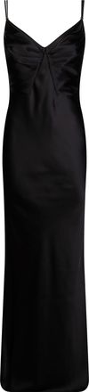 Elisabetta Franchi Black Satin Finish Spaghetti Strap Evening Dress