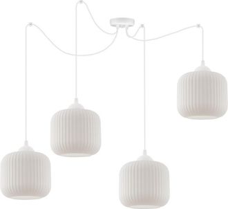OEM L&aacute;mpara Colgante Riffle Spider Blanca 4 Pantallas Cilindricas Planas Blancas E27