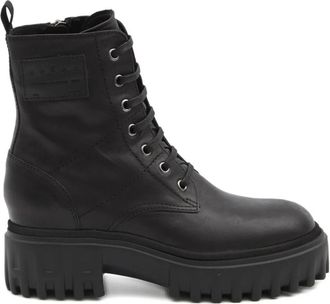 Hogan H700 Enkellaarsjes - Dames - Veterlaarzen - Zwart - 38 EU - Leer - Schoenen