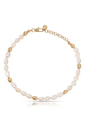 Ettika Beaded Freshwater Pearl Anklet in Gold at Nordstrom