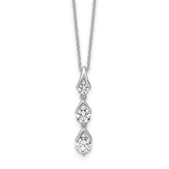 Diamond2Deal 14k Gold 1 Ct Lab Grown Diamond Three Stone Pendant Necklace 18 Clarity VS, Color D-E