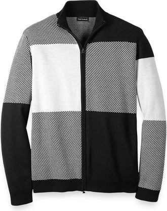 Paul Fredrick Cotton Full Zip Mock Neck Sweater