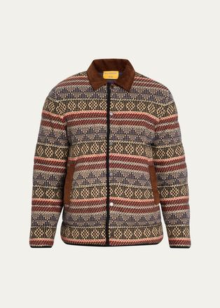 Guest In Residence Mens Fair Isle-Inspired Wool-Cashmere Jacket