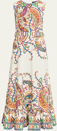 Etro Paisley-Print Sleeveless Belted Maxi A-Line Dress