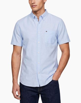 Tommy Hilfiger Mens TOMMY HILFIGER Mens Shirt Oxford Summer Top - Blue - Size: 38/Regular