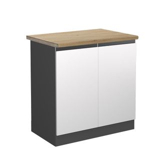 Vicco Armario Bajo Para Fregadero R-line, Blanco, 80 Cm, Et Roble