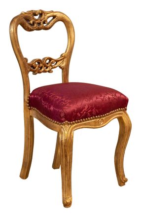 Biscottini International Biscottini - Silla De Sal&oacute;n Luis Xvi Dorada 90x45x42 Cm Silla Tapizado De Madera Sill&oacute;n De Dormitorio Estilo Franc&eacute;s Sill&oacute;n Acolchado Barroco