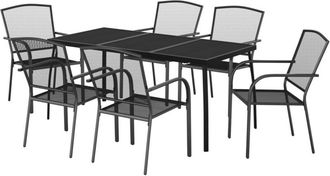 vidaXL 7 Piece Garden Dining Set Anthracite Steel vidaXL