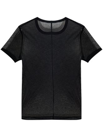 Helmut Lang T-shirt girocollo semi trasparente - Nero