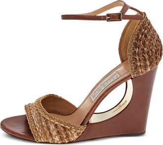 Ferragamo 100mm raffia sandals - Brown