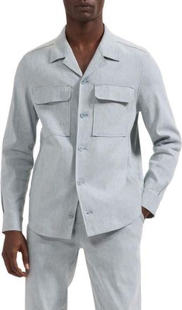 Bugatchi Aerolinen Linen Blend Shirt Jacket in Shark at Nordstrom, Size Xx-Large