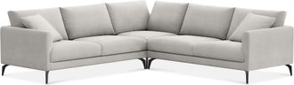Castlery Lena L-Shaped Sectional Sofa Customized, Medium Grey Performance Fleece, Matte Black Legs, Spill Resistant, Removable Covers for Castlery