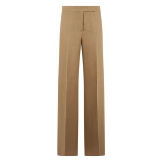Max Mara Wide Trousers, female, Brown, Size: S Loose linen trousers