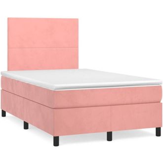 vidaXL Vidaxl - Cama Box Spring Con Colch&oacute;n Y Led Terciopelo Rosa 120x190 Cm