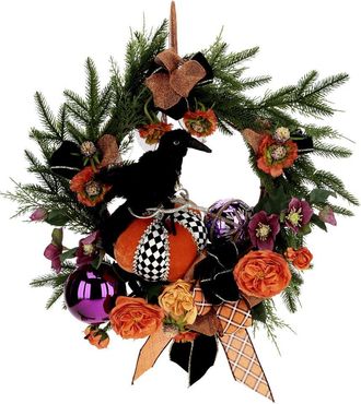 Mark Roberts Handmade Pumpkin With Crow Wreath - 31In