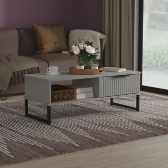 Lewis's Fluted 1 Drawer Coffee Table in Dusk Grey - Ready Assembled - Lewiss Home | TJ Hughes
