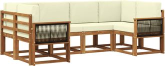 vidaXL Conjunto De Sof&aacute;s De Exterior 6 Uds. Natural Y Crema Vidaxl