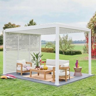 Sweeek Louvered Pergola Aluminium 4 X 3m & 3 100cm Louver Panels in White