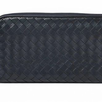Bottega Veneta Navy Leather Long Wallet (Bi-Fold) (Pre-Owned)