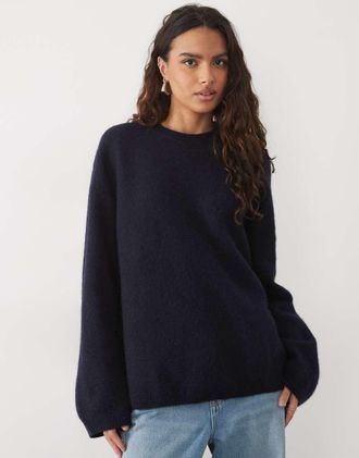 Arket maglione morbido in alpaca e lana comodo blu navy