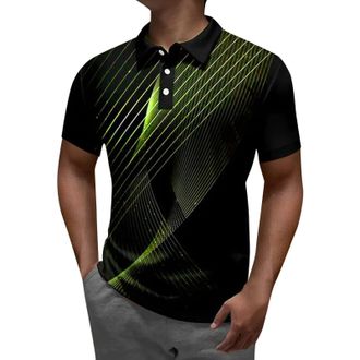 Generic Mens Polo Shirts Quick Dry Short Sleeve T-Shirts Classic Casual Work Sports Collared Neck Mens T-Shirts Breathable Green