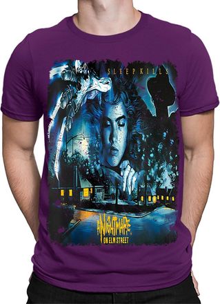 Generic Halloween T-Shirt Nightmare On Elm Street Movie Poster Spooky Mens T Shirts HD Purple 4XL