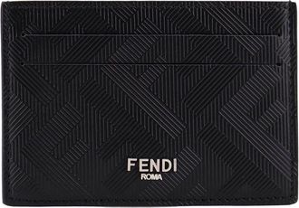 Fendi Leather Cardholder With Ff Motif-Uomo