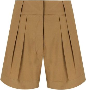 Federica Tosi Khaki Katoenmix Klassieke Shorts - Dames - Korte Broeken - Bruin - S - Katoen - Korte Broeken
