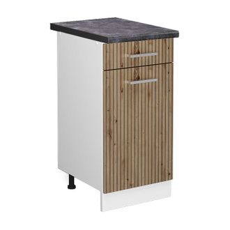 Vicco Mueble Bajo De Cocina R-line, Roble Artesanal, 40 Cm, Et Antracita, Vicco