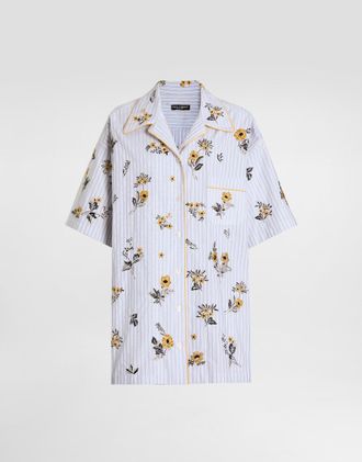Dolce & Gabbana Poplin Shirt With Floral Embroidery - Woman Shirts And Tops Multi-colored 40