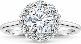 Pompeii3 1 1/2 Ct Halo Round Diamond Engagement Ring 14k White Gold Lab Created