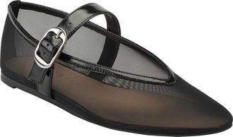 Marc Fisher Godina Mesh Mary Jane Flat in Black at Nordstrom, Size 8.5