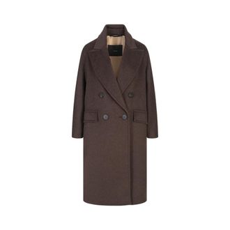 Max Mara Double-Breasted Coats, female, Brown, Size: S Angus Coat