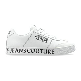 Versace Jeans Couture Sneakers, male, White, Size: 10 US Logo Leather Sneaker
