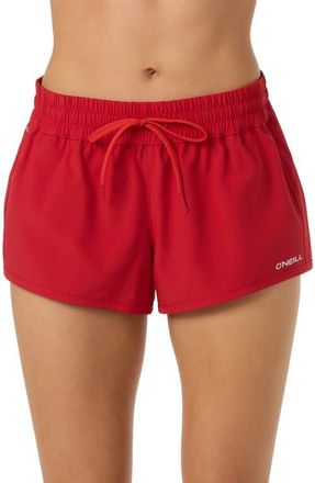 O'Neill Balboa Saltwater Solids Cover-Up Shorts in Lifeguard Red at Nordstrom, Size Medium