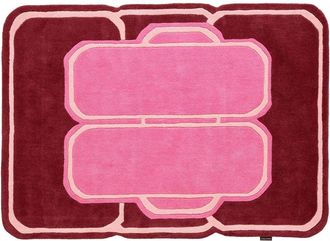 Nazar Rugs Alfombra lana tejida a mano geométrica rosa y burdeos 200x290