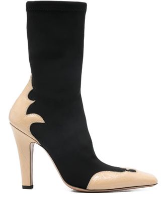 PARIS TEXAS Belle Western ankle boots - women - Calf Leather/Calf Leather/Calf Leather/Fabric/Fabric - 37.5 - Black