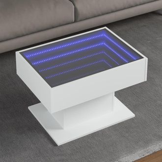 Berkfield Home Coffee Table with LED White 70x50x45 cm Engineered Wood | Size: 70 x 50 x 45 cm