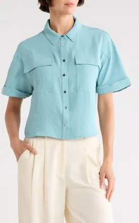 DKNY Washer Camp Shirt in Cameo Blue at Nordstrom Rack, Size Xx-Large