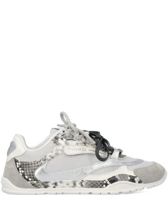Pinko Light Grey/Silver Yulia 01 Mixed-Material Sneakers