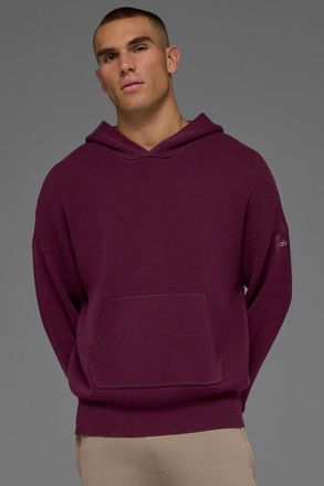 Alo | Scholar Hooded Sweater Top in Burgundy Purple, Size: Large