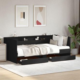vidaXL Divano Letto con Cassetti senza Materasso Nero 100x200 cm - Vidaxl