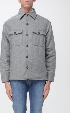 Brooksfield Giacca a camicia in flanella di lana e seta stretch