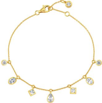 Crislu Multicut Cubic Zirconia Charm Bracelet in 18Kt Yellow Gold /Clear Stone at Nordstrom, Size 7