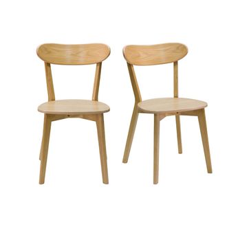 Miliboo Set De 2 Sillas Vintage De Madera De Roble Claro Dove