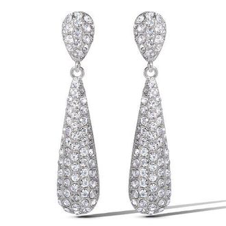 Jessica Simpson Crystal Drop Earrings in Silver at Nordstrom