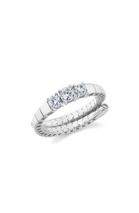 Crislu Pure Flex Graduated Cubic Zirconia Ring in Pure Platinum /Clear Stone at Nordstrom, Size Medium