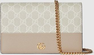 Gucci GG Marmont Wallet On Chain, Neutral, Leather