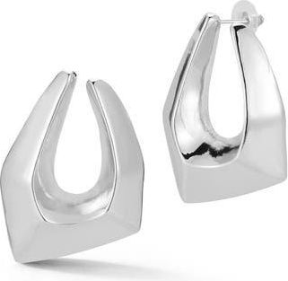 Sphera Milano Geometric Frontal Hoop Earrings in Silver at Nordstrom Rack